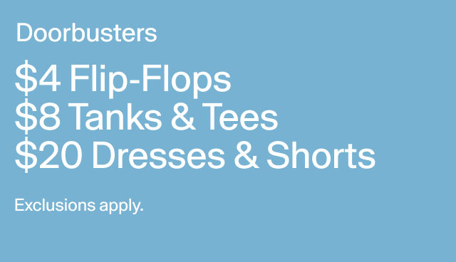 DOTW Flip flops, tanks & tees, dresses, and shorts